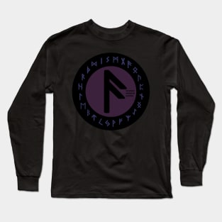 Purple Ansuz Futhark Rune Symbol Long Sleeve T-Shirt